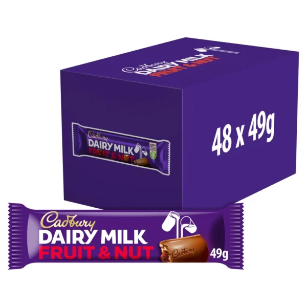 Cadbury dairy milk fruit nut 45g Cadbury Dairy Milk Fruit & Nut Chocolate Bar (48 x 49g)