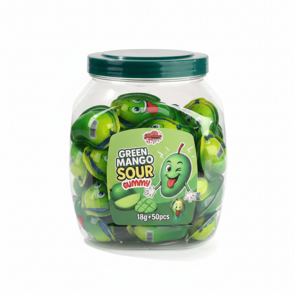 Jellylicious Sour Green Mango Jelly Filled Gummy (50 x 18g) - Halal