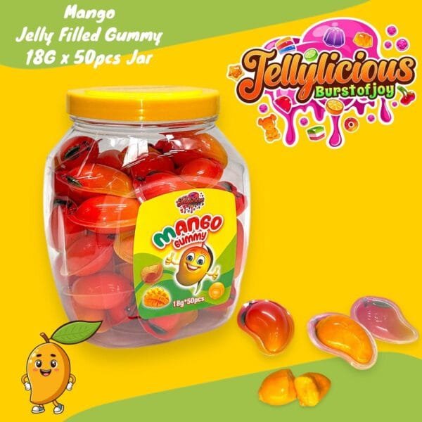 Jellylicious Mango Jelly Filled Gummy (50 x 18g) - Halal