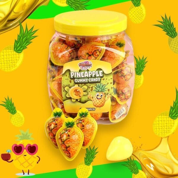 Pinapple Gummy Poster Jellylicious Pineapple Jelly Filled Gummy (50 x 18g) - Halal