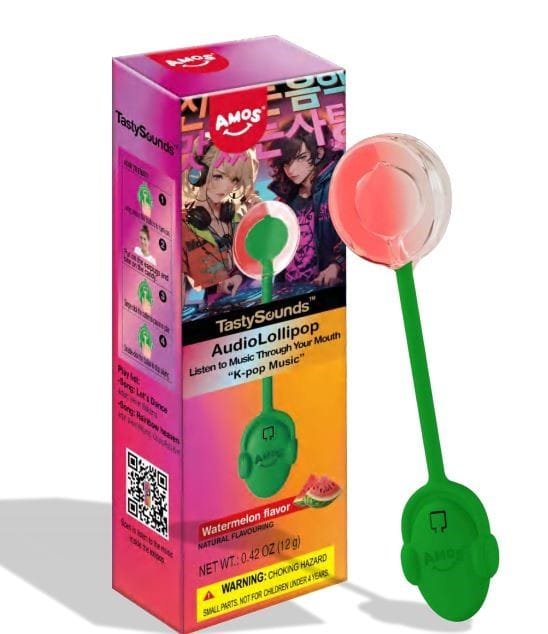 tasty-sounds-watermelon-lollipop-k-pop-music Amos Music Lollipop Candy Watermelon Flavour (12 x 12g)