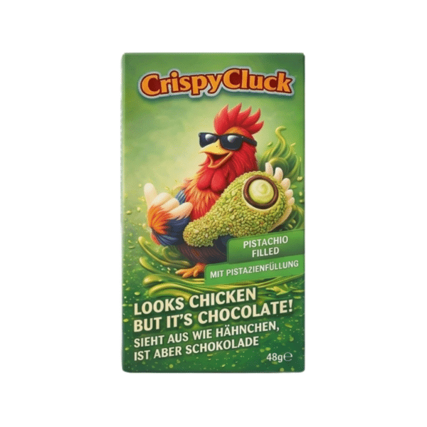 Crispy Cluck Pistachio Crispy Cluck Fried Chicken Shaped Milk Chocolate with Pistachio Filling (18 x 48g)