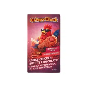 Crispy Cluck Fried Chicken Shaped Milk Chocolate with Strawberry Filling (18 x 48g)