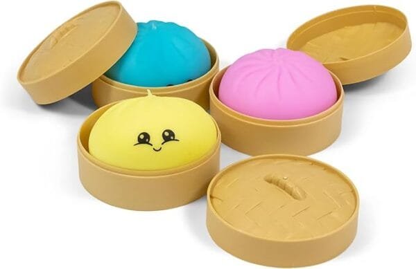 colour dumplings Viral Giant Dumpling Squeeze Stress Ball With Steamer Box (12 pack)