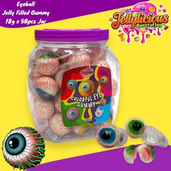 Jellylicious Eyeball Jelly Filled Gummy (50 x 18g) - Halal