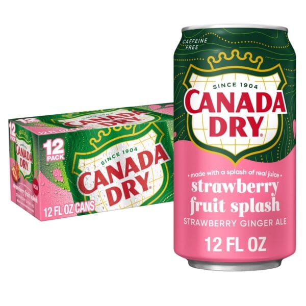 Canada Dry Strawberry Fruit Splash Ginger Ale (12 x 355ml) - USA