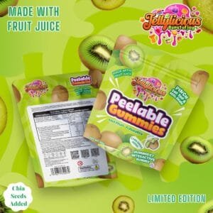 Jellylicious Kiwi Peelable Gummies (12 x 65g) - Halal
