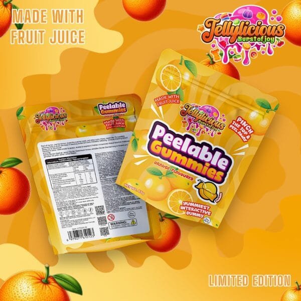 Jellylicious Orange Peelable Gummies (12 x 65g) - Halal