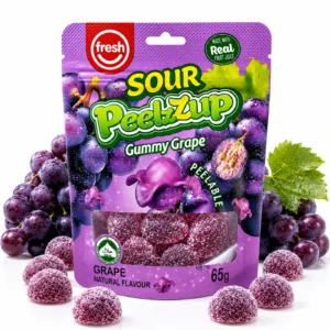 Fresh Sour PeelzZup Gummy Grape (12 x 65g) - Halal