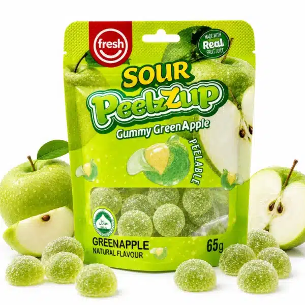 Fresh Sour PeelzZup Gummy Green Apple (12 x 65g) - Halal
