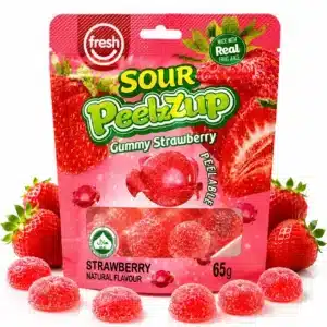 Fresh Sour PeelzZup Gummy Strawberry (12 x 65g) - Halal