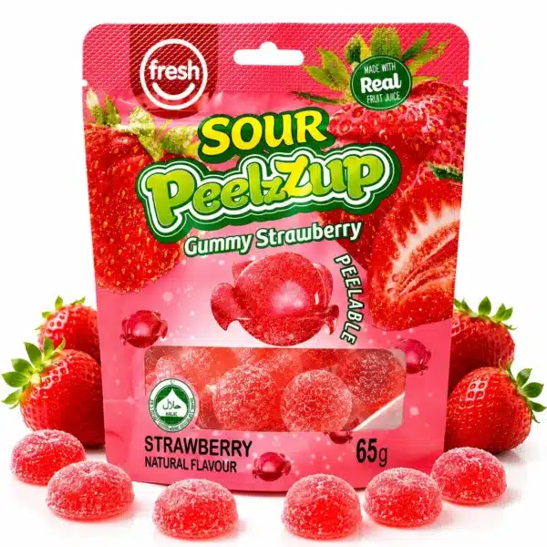 Fresh Sour PeelzZup Gummy Strawberry Fresh Sour PeelzZup Gummy Strawberry (12 x 65g) - Halal