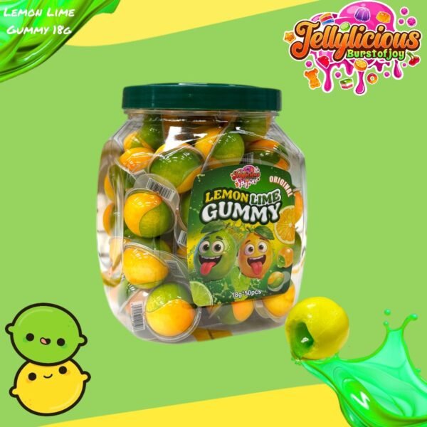 Jellylicious Lemon Lime Fruit Jelly Filled Gummy (50 x 18g) - Halal