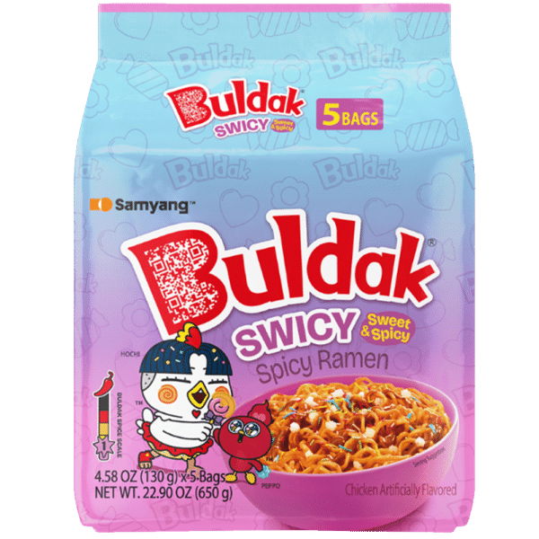 Samyang Buldak Swicy Flavour Sweet & Spicy Ramen Noodles (5 x 135g)