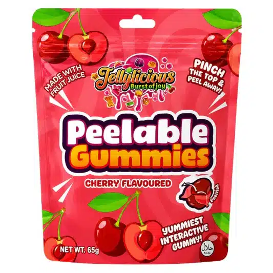 jellylicious peelable cherry Jellylicious Cherry Peelable Gummies (12 x 65g) - Halal