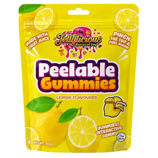 Jellylicious Lemon Peelable Gummies (12 x 65g) - Halal